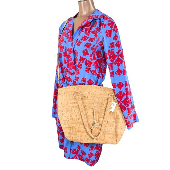 SOLDLarge Natural Cork NWT Zip Tote Crossbody w/Matching Wallet Made In Portugal - Picture 11 of 11